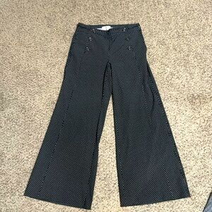 Anthropologie Elevenses Kingsland Diamond Polka Dot Wide Leg Trouser Pants sz 10